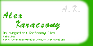 alex karacsony business card